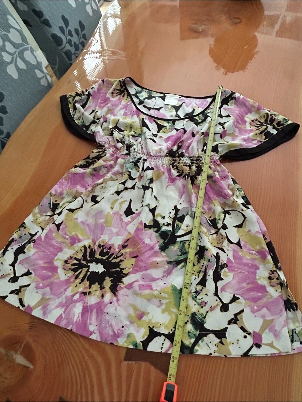 Matty M Tunic Pink, Green & Black Floral Short Sleeve - Picture 5 of 8